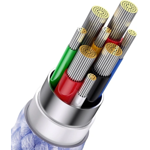 Kabel 3w1 Baseus Flash Series II USB-C/USB-A  - USB-C, Lightning, micro USB 100W 1,5m fioletowy