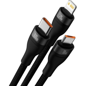 Hurtownia GSM - Kabel 3w1 Baseus Flash Series II USB-C/USB-A - USB-C, Lightning, micro USB 100W 1,2m czarny - BSU3332BLK - {ean13} - Hurt