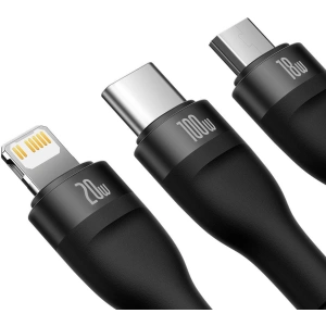 Hurtownia GSM - Kabel 3w1 Baseus Flash Series II USB-C/USB-A - USB-C, Lightning, micro USB 100W 1,2m czarny - BSU3332BLK - {ean13} - Hurt