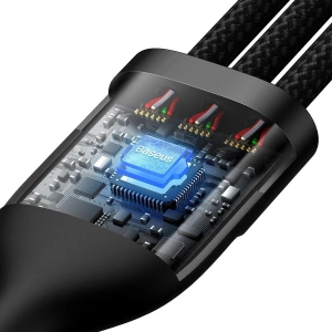 Hurtownia GSM - Kabel 3w1 Baseus Flash Series II USB-C/USB-A - USB-C, Lightning, micro USB 100W 1,2m czarny - BSU3332BLK - {ean13} - Hurt