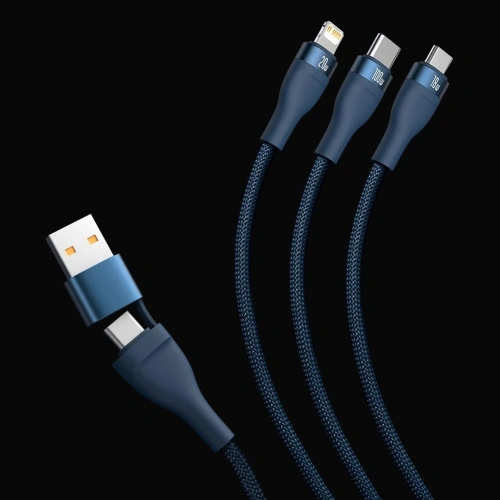Kabel 3w1 Baseus Flash Series II USB-C/USB-A  - USB-C, Lightning, micro USB 100W 1,2m czarny