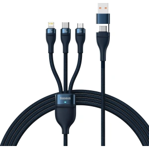 Hurtownia GSM - Kabel 3w1 Baseus Flash Series II USB-C/USB-A - USB-C, Lightning, micro USB 100W 1,2m niebieski - BSU3333BLU - {ean13} - Hurt