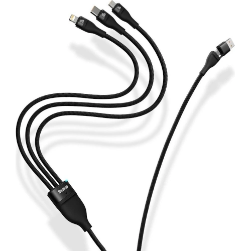 Kabel 3w1 Baseus Flash Series II USB-C/USB-A  - USB-C, Lightning, micro USB 100W 1,2m niebieski
