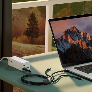 Hurtownia GSM - Kabel 3w1 Baseus Flash Series II USB-C/USB-A - USB-C, Lightning, micro USB 100W 1,2m niebieski - BSU3333BLU - {ean13} - Hurt