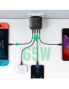 Hurtownia GSM - Síťová nabíječka UGREEN CD224 GaN PPS 65W USB / 3x USB-C QC 3.0 Power Delivery SCP FCP AFC černá - UGR1243BLK - {ean13} - Hurt