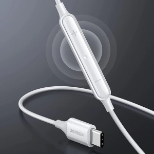 Słuchawki UGREEN EP101 USB-C z pilotem i mikrofonem biały