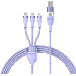Hurtownia GSM - Kabel 3w1 Baseus Flash Series II USB-C/USB-A - USB-C, Lightning, micro USB 100W 1,2m fioletowy - BSU3334PRP - {ean13} - Hurt