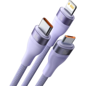 Hurtownia GSM - Kabel 3w1 Baseus Flash Series II USB-C/USB-A - USB-C, Lightning, micro USB 100W 1,2m fioletowy - BSU3334PRP - {ean13} - Hurt