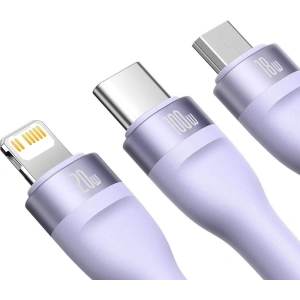 Hurtownia GSM - Kabel 3w1 Baseus Flash Series II USB-C/USB-A - USB-C, Lightning, micro USB 100W 1,2m fioletowy - BSU3334PRP - {ean13} - Hurt