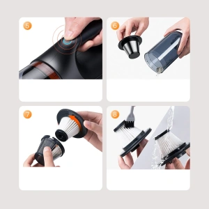 Wholesale Baseus A7 mini car vacuum cleaner 90 W 6000 Pa dark gray - BSU3335GRY - {ean13} - Hurt