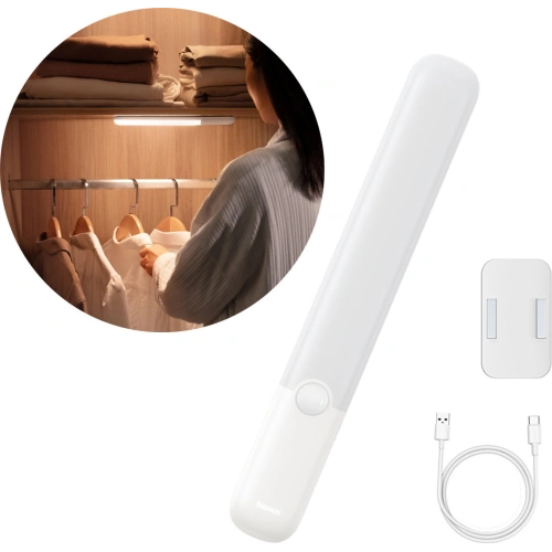 Lampka do szafy Baseus Sunshine Series z czujnikiem ruchu PIR 1200mAh biała