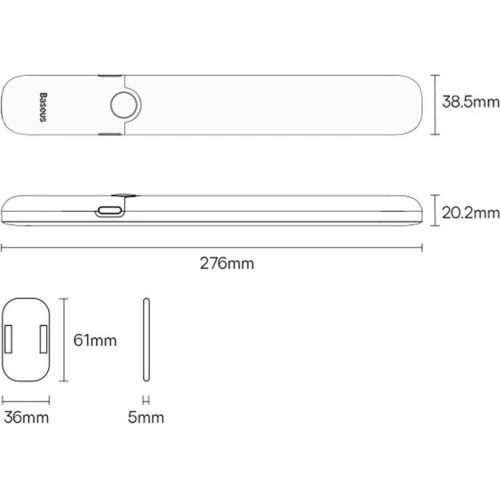 Lampka do szafy Baseus Sunshine Series z czujnikiem ruchu PIR 1200mAh biała