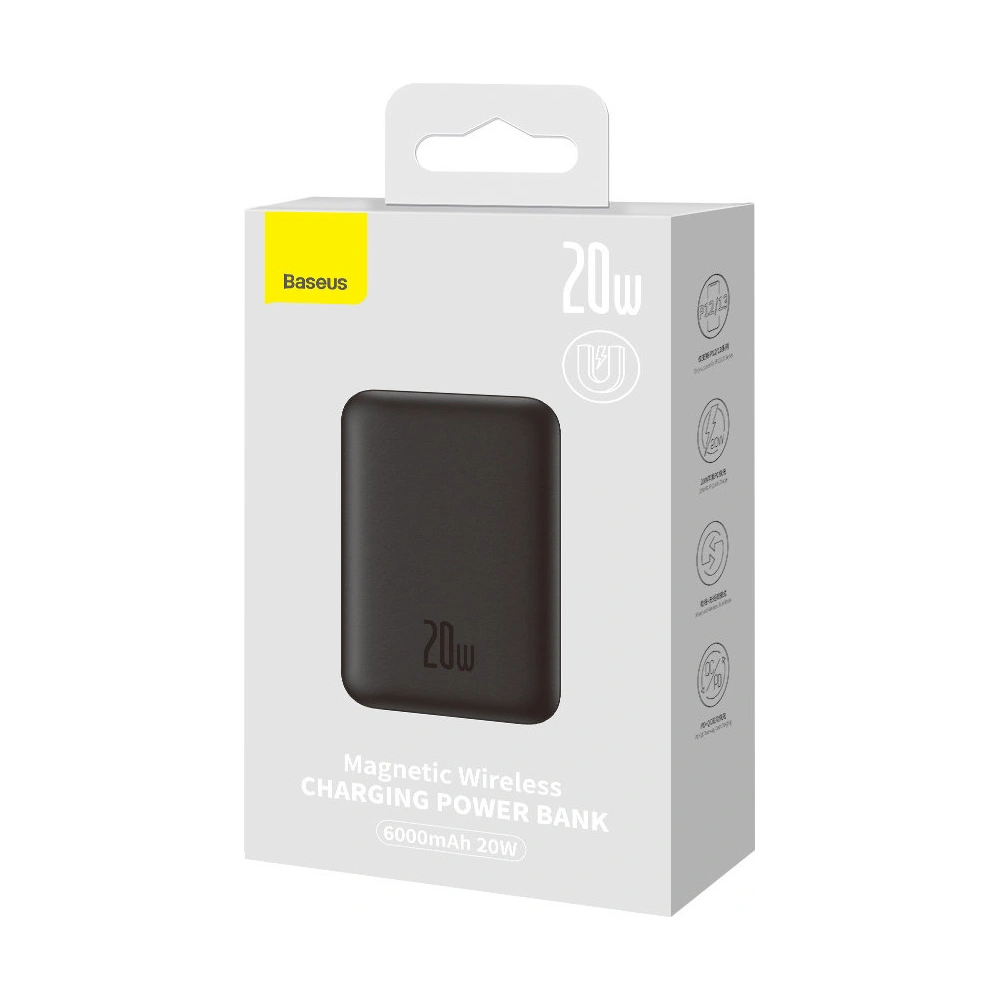 Hurtownia GSM - Powerbank Baseus magnetický 6000mAh 20W + kabel USB Typ C 60W 50cm černý - BSU3346BLK - {ean13} - Hurt