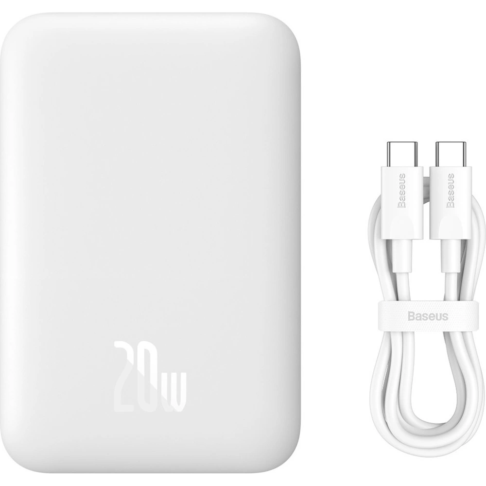 Hurtownia GSM - Powerbank Baseus magnetický 6000mAh 20W + kabel USB Typ C 60W 50cm bílý - BSU3347WHT - {ean13} - Hurt