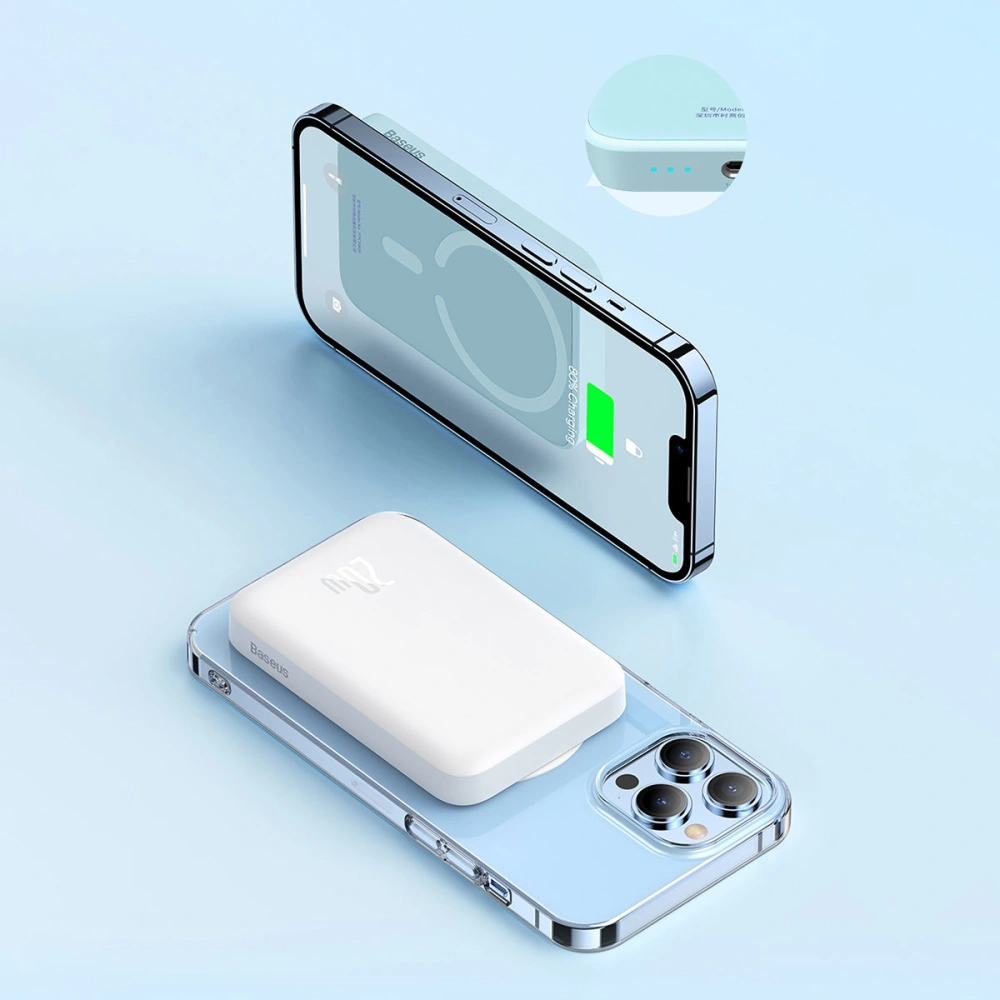 Hurtownia GSM - Powerbank Baseus magnetický 6000mAh 20W + kabel USB Typ C 60W 50cm bílý - BSU3347WHT - {ean13} - Hurt