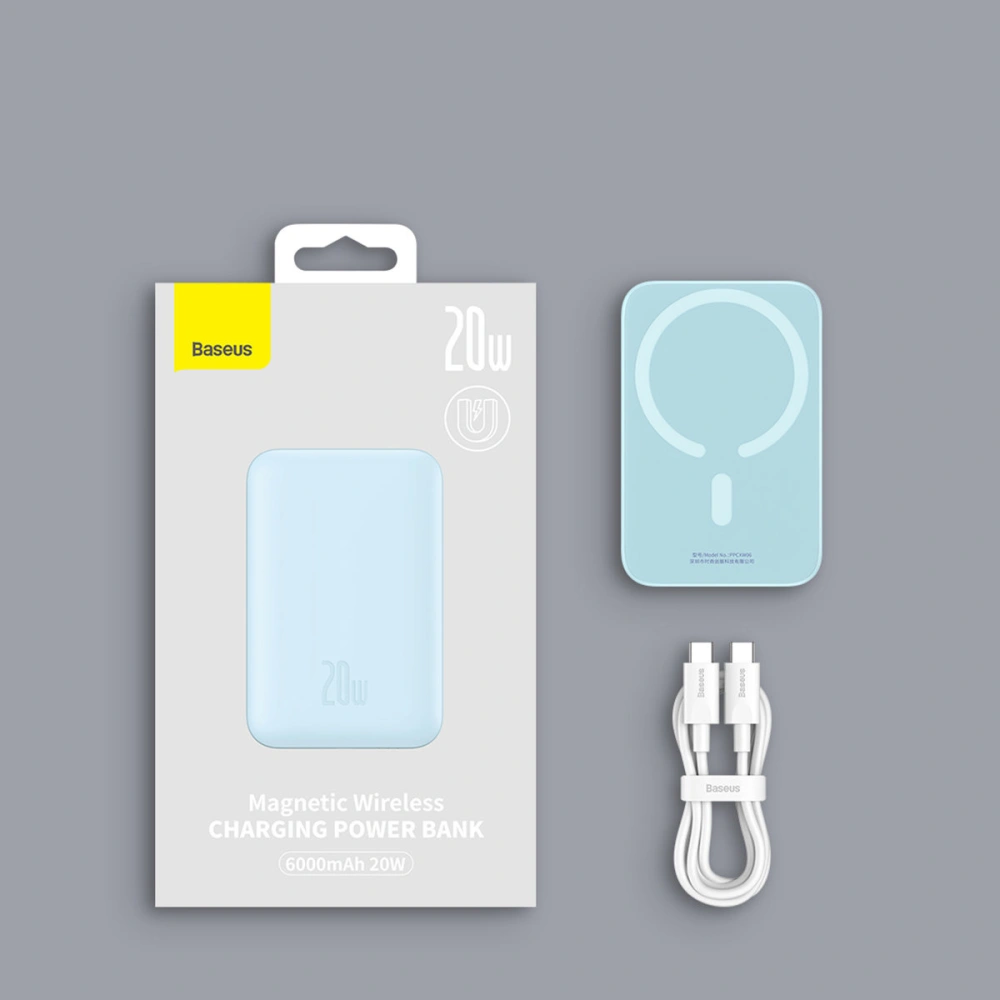 Hurtownia GSM - Powerbank Baseus magnetický 6000mAh 20W + kabel USB Typ C 60W 50cm bílý - BSU3347WHT - {ean13} - Hurt
