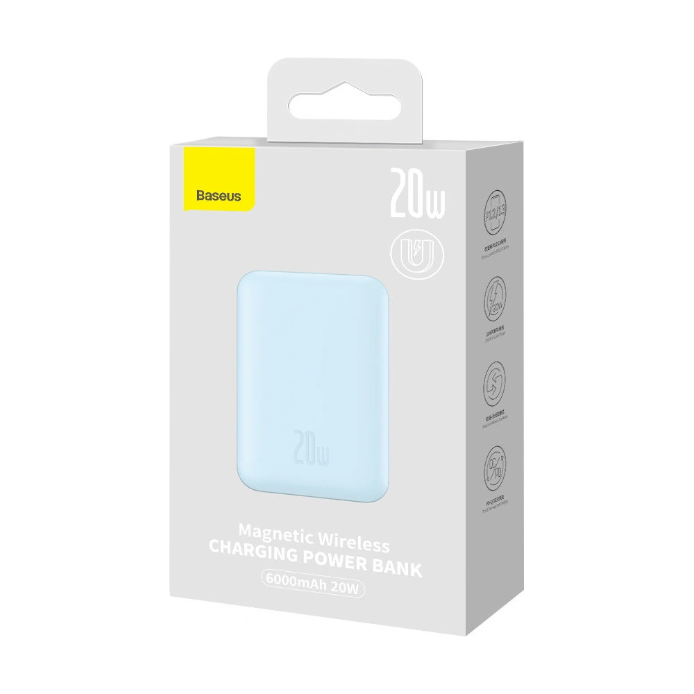 Hurtownia GSM - Powerbank Baseus magnetický 6000mAh 20W + kabel USB Typ C 60W 50cm modrý - BSU3348BLU - {ean13} - Hurt