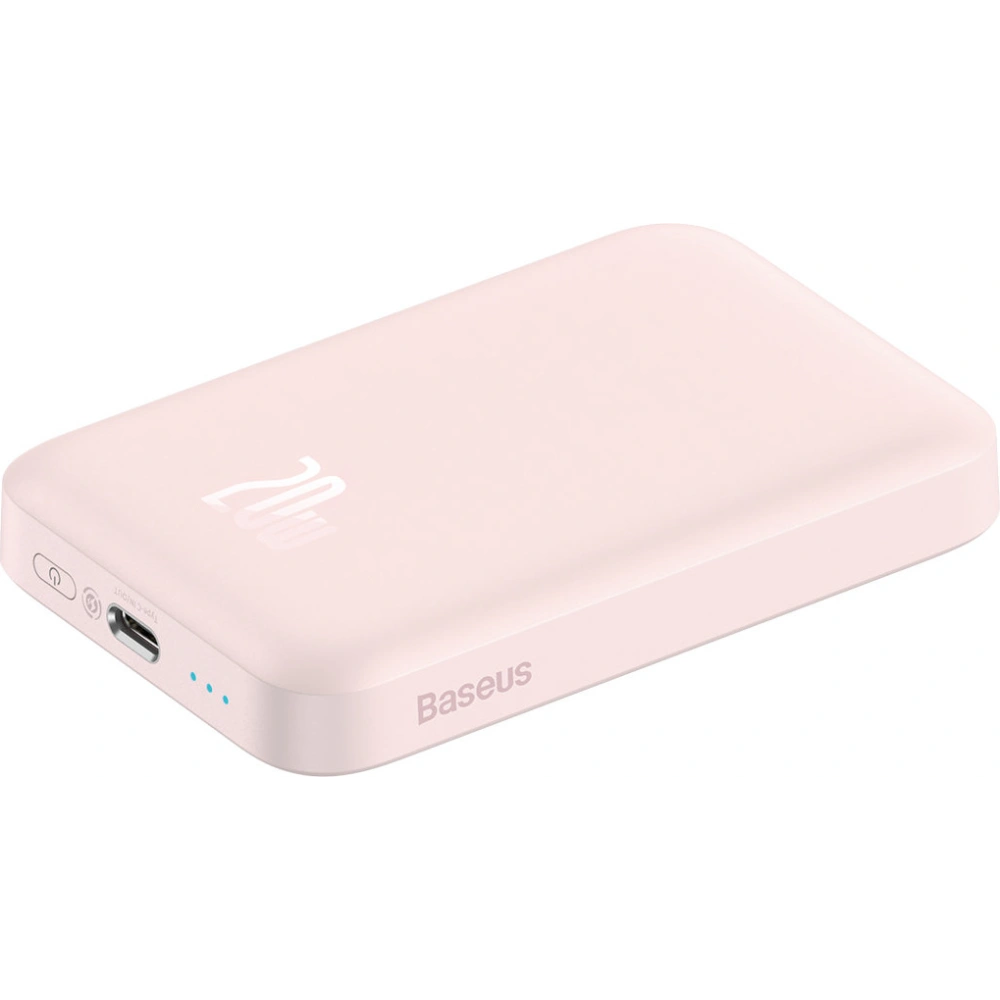 Powerbank Baseus magnetický 6000mAh 20W + kabel USB Typ C 60W 50cm růžový