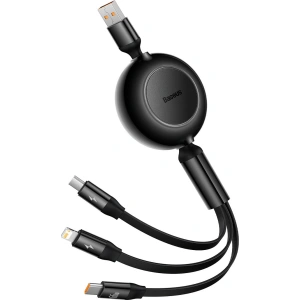 Hurtownia GSM - Zwijany kabel 3w1 Baseus Bright Mirror 2 USB-A - micro USB + Lightning + USB-C 66W 1.1m czarny - BSU3355BLK - {ean13} - Hurt