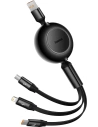 Zwijany kabel 3w1 Baseus Bright Mirror 2 USB-A - micro USB + Lightning + USB-C 66W 1.1m czarny