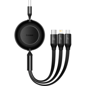 Hurtownia GSM - Zwijany kabel 3w1 Baseus Bright Mirror 2 USB-A - micro USB + Lightning + USB-C 66W 1.1m czarny - BSU3355BLK - {ean13} - Hurt