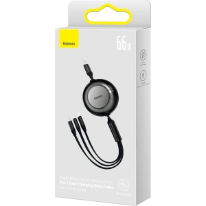 Hurtownia GSM - Zwijany kabel 3w1 Baseus Bright Mirror 2 USB-A - micro USB + Lightning + USB-C 66W 1.1m czarny - BSU3355BLK - {ean13} - Hurt