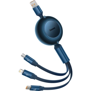 Hurtownia GSM - Zwijany kabel 3w1 Baseus Bright Mirror 2 USB-A - micro USB + Lightning + USB-C 66W 1.1m niebieski - BSU3356BLU - {ean13} - Hurt