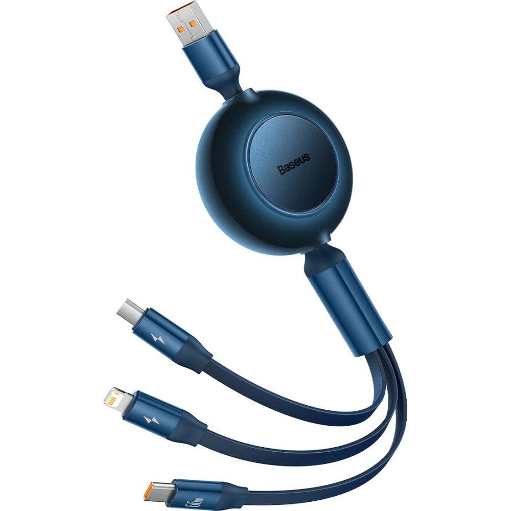 Hurtownia GSM - Zavíratelný kabel 3w1 Baseus Bright Mirror 2 USB-A - micro USB + Lightning + USB-C 66W 1.1m modrý - BSU3356BLU - {ean13} - Hurt