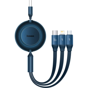 Hurtownia GSM - Zwijany kabel 3w1 Baseus Bright Mirror 2 USB-A - micro USB + Lightning + USB-C 66W 1.1m niebieski - BSU3356BLU - {ean13} - Hurt