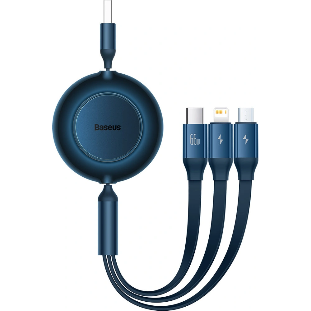 Hurtownia GSM - Zavíratelný kabel 3w1 Baseus Bright Mirror 2 USB-A - micro USB + Lightning + USB-C 66W 1.1m modrý - BSU3356BLU - {ean13} - Hurt