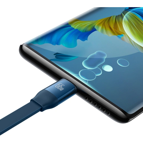Zwijany kabel 3w1 Baseus Bright Mirror 2 USB-A - micro USB + Lightning + USB-C 66W 1.1m niebieski