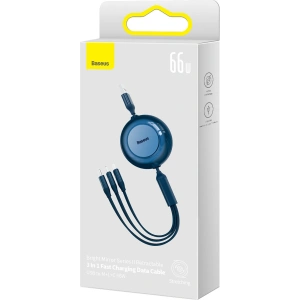 Hurtownia GSM - Zwijany kabel 3w1 Baseus Bright Mirror 2 USB-A - micro USB + Lightning + USB-C 66W 1.1m niebieski - BSU3356BLU - {ean13} - Hurt