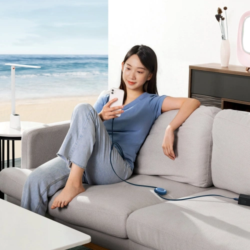 Zwijany kabel 3w1 Baseus Bright Mirror 2 USB-A - micro USB + Lightning + USB-C 66W 1.1m niebieski