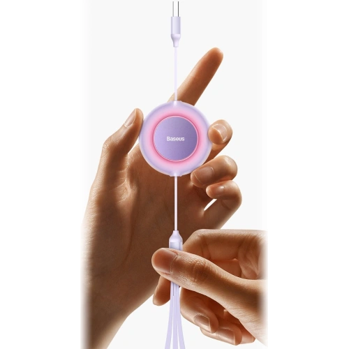 Zwijany kabel 3w1 Baseus Bright Mirror 2 USB-A - micro USB + Lightning + USB-C 66W 1.1m niebieski