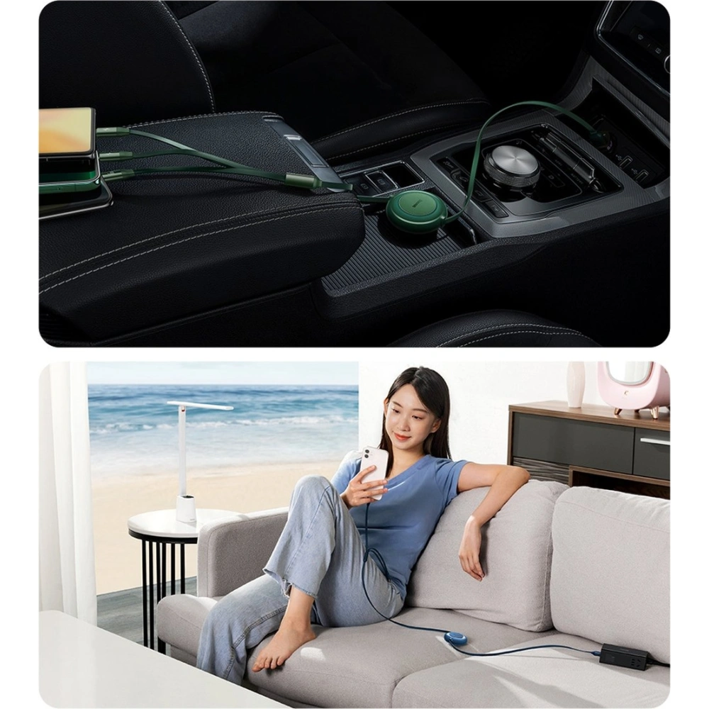 Hurtownia GSM - Zavíratelný kabel 3w1 Baseus Bright Mirror 2 USB-A - micro USB + Lightning + USB-C 66W 1.1m modrý - BSU3356BLU - {ean13} - Hurt
