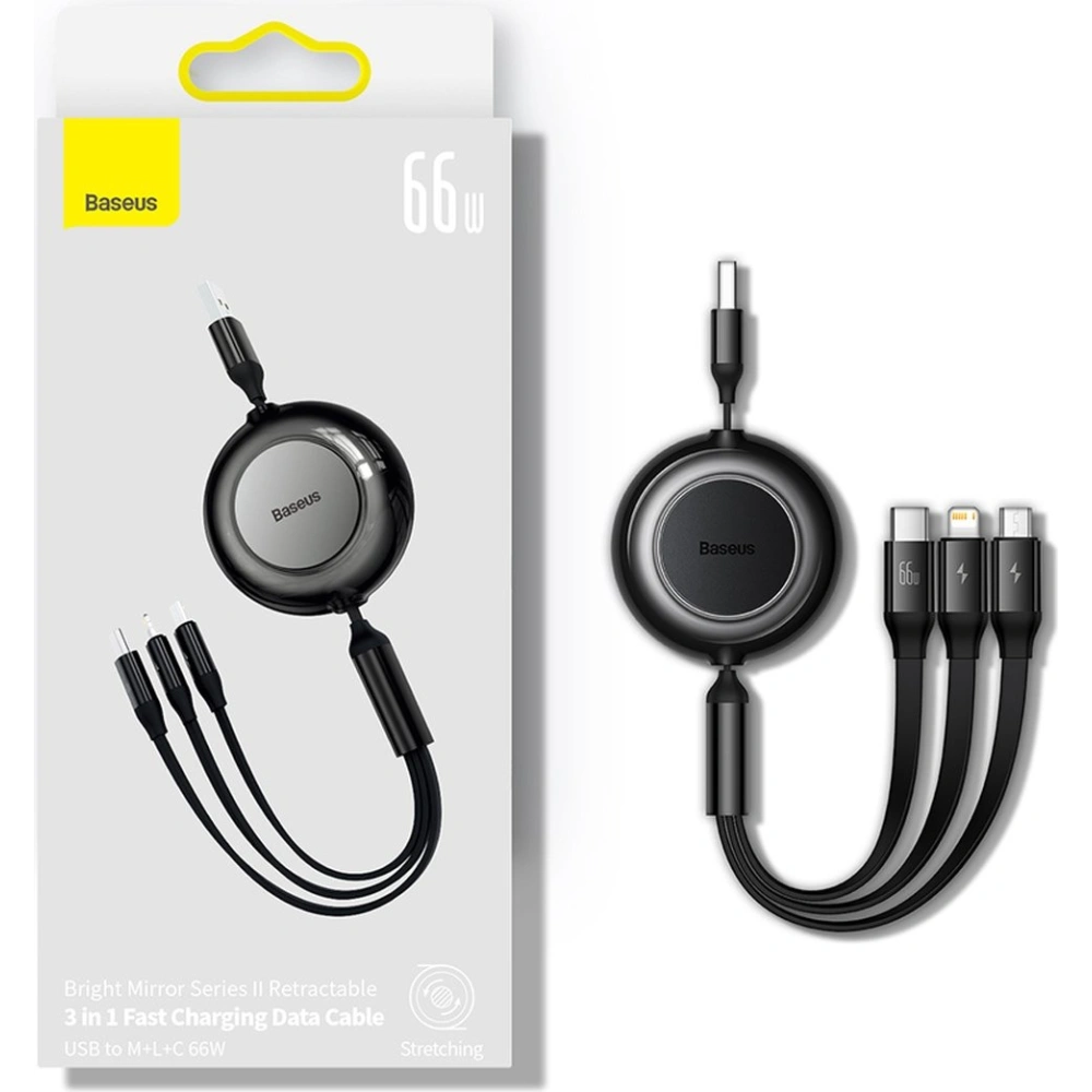 Hurtownia GSM - Zavíratelný kabel 3w1 Baseus Bright Mirror 2 USB-A - micro USB + Lightning + USB-C 66W 1.1m modrý - BSU3356BLU - {ean13} - Hurt