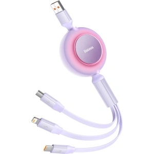 Hurtownia GSM - Zwijany kabel 3w1 Baseus Bright Mirror 2 USB-A - micro USB + Lightning + USB-C 66W 1.1m fioletowy - BSU3357PRP - {ean13} - Hurt