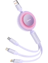 Zwijany kabel 3w1 Baseus Bright Mirror 2 USB-A - micro USB + Lightning + USB-C 66W 1.1m fioletowy