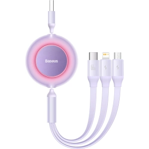 Hurtownia GSM - Zwijany kabel 3w1 Baseus Bright Mirror 2 USB-A - micro USB + Lightning + USB-C 66W 1.1m fioletowy - BSU3357PRP - {ean13} - Hurt