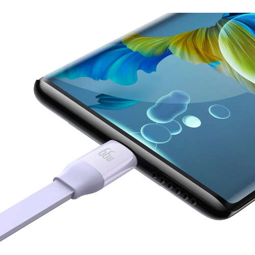 Zwijany kabel 3w1 Baseus Bright Mirror 2 USB-A - micro USB + Lightning + USB-C 66W 1.1m fioletowy