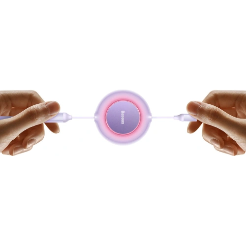 Zwijany kabel 3w1 Baseus Bright Mirror 2 USB-A - micro USB + Lightning + USB-C 66W 1.1m fioletowy