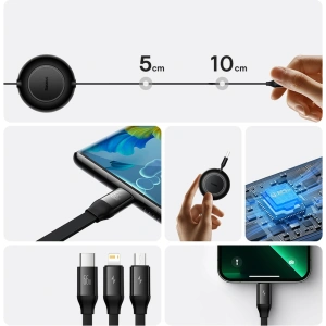 Hurtownia GSM - Zwijany kabel 3w1 Baseus Bright Mirror 2 USB-A - micro USB + Lightning + USB-C 66W 1.1m fioletowy - BSU3357PRP - {ean13} - Hurt