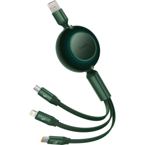 Hurtownia GSM - Zwijany kabel 3w1 Baseus Bright Mirror 2 USB-A - micro USB + Lightning + USB-C 66W 1.1m zielony - BSU3358GRN - {ean13} - Hurt