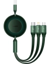 Zwijany kabel 3w1 Baseus Bright Mirror 2 USB-A - micro USB + Lightning + USB-C 66W 1.1m zielony