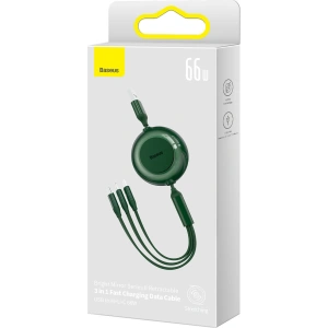 Hurtownia GSM - Zwijany kabel 3w1 Baseus Bright Mirror 2 USB-A - micro USB + Lightning + USB-C 66W 1.1m zielony - BSU3358GRN - {ean13} - Hurt