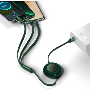 Hurtownia GSM - Zwijany kabel 3w1 Baseus Bright Mirror 2 USB-A - micro USB + Lightning + USB-C 66W 1.1m zielony - BSU3358GRN - {ean13} - Hurt
