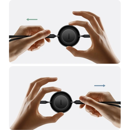 Zwijany kabel 3w1 Baseus Bright Mirror 2 USB-A - micro USB + Lightning + USB-C 66W 1.1m zielony