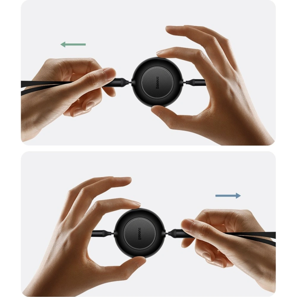 Zavinutý kabel 3w1 Baseus Bright Mirror 2 USB-A - micro USB + Lightning + USB-C 66W 1.1m zelený