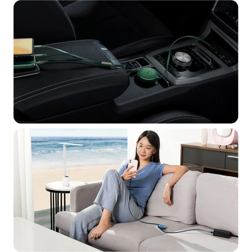 Zwijany kabel 3w1 Baseus Bright Mirror 2 USB-A - micro USB + Lightning + USB-C 66W 1.1m zielony