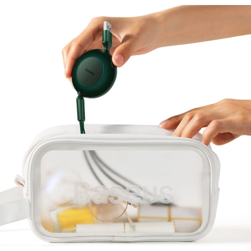 Zwijany kabel 3w1 Baseus Bright Mirror 2 USB-A - micro USB + Lightning + USB-C 66W 1.1m zielony